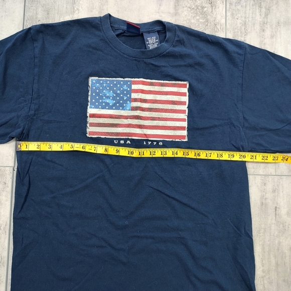 Vintage USA 1776 Flag Graphic Navy Blue Men's Short Sleeve T-shirt Large - Picture 4 of 6